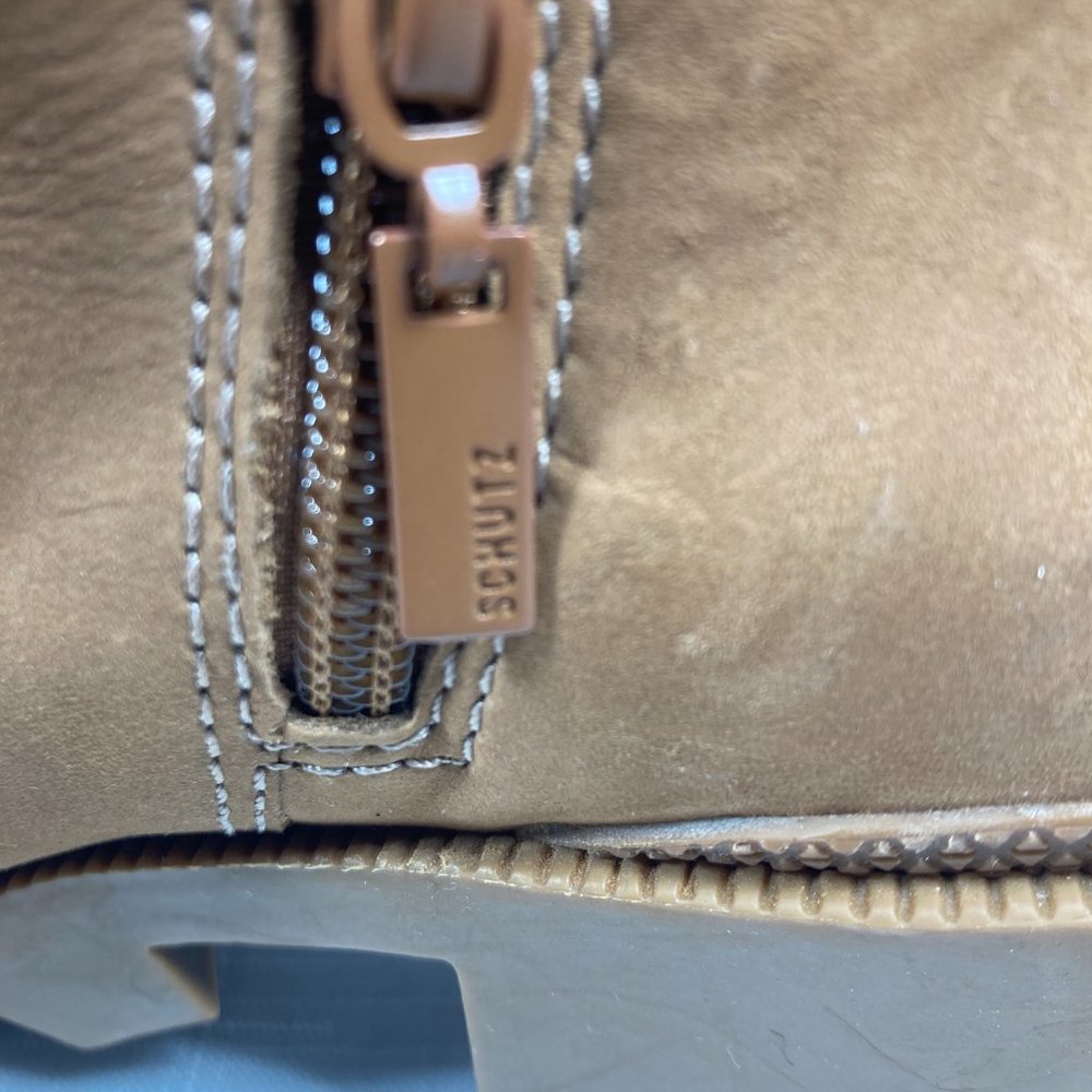 NWOT Schutz Xayane Waterproof Lace-Up Side-Zip Boots, Tan, Womens Sz. 9B - Picture 10 of 12